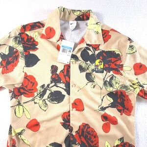 Nike Sportswear Button Mens Medium Rose Floral Mesh Dri-FIT Shirt AOP DJ1600-133